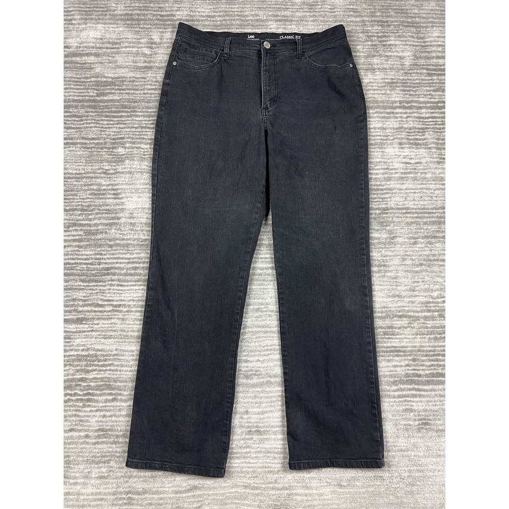Lee Jeans Women 20W Black Platinum Label Classic Fit Slim Straight Leg Denim